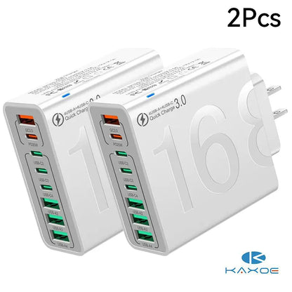 2Pcs/3Pcs 4 USB-C & 4 USB-A Fast Charging USB Hub Portablesmart 8Port Charger for Multiple Devices Smartcharger for Phones, Tablets & More