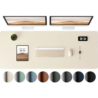 Aothia Large Leather Desk Pad Protector - Non-Slip PU Leather Office Mat, Waterproof Laptop Writing Pad for Home and Office (Brown, 38" x 13.7")