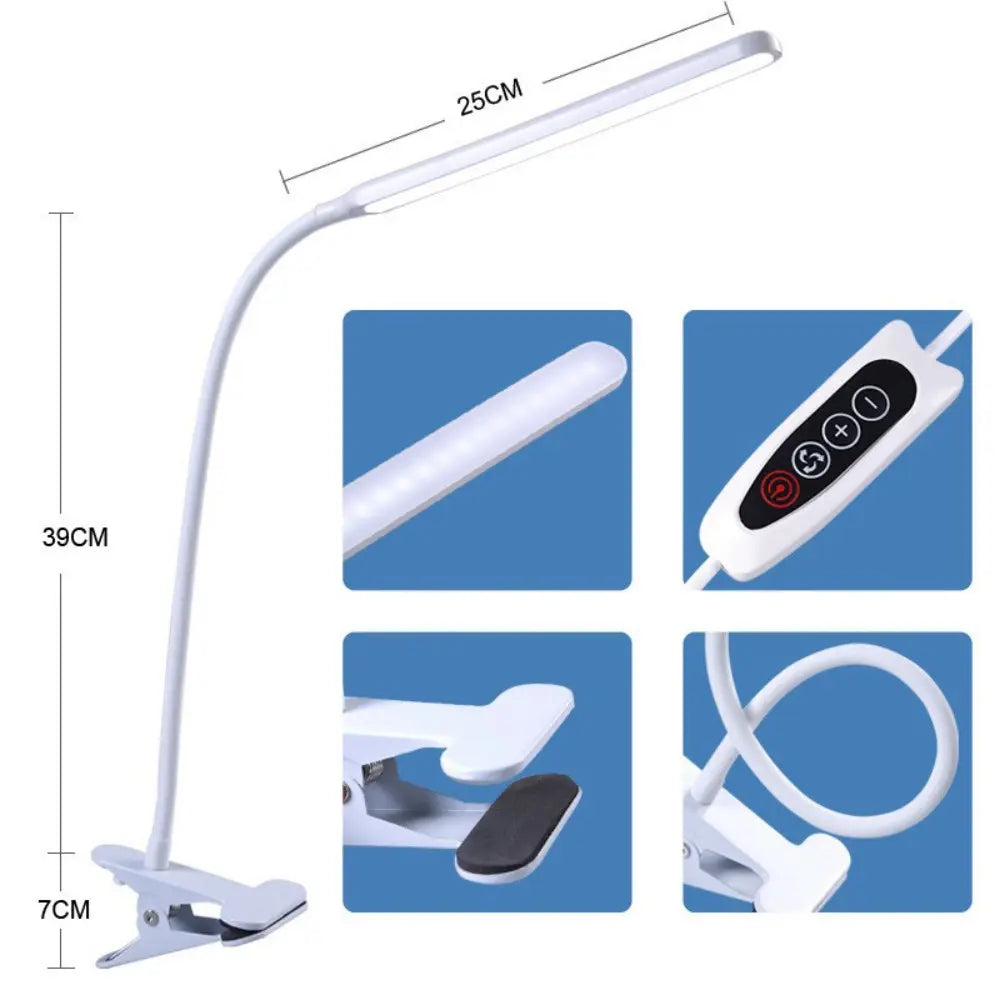 Professional LED Desk Lamp with Clamp, 3-Level Dimmable Brightness, Flexible Gooseneck Design, Eye-Care Lighting for Painting, Workbench, Reading, and Sewing