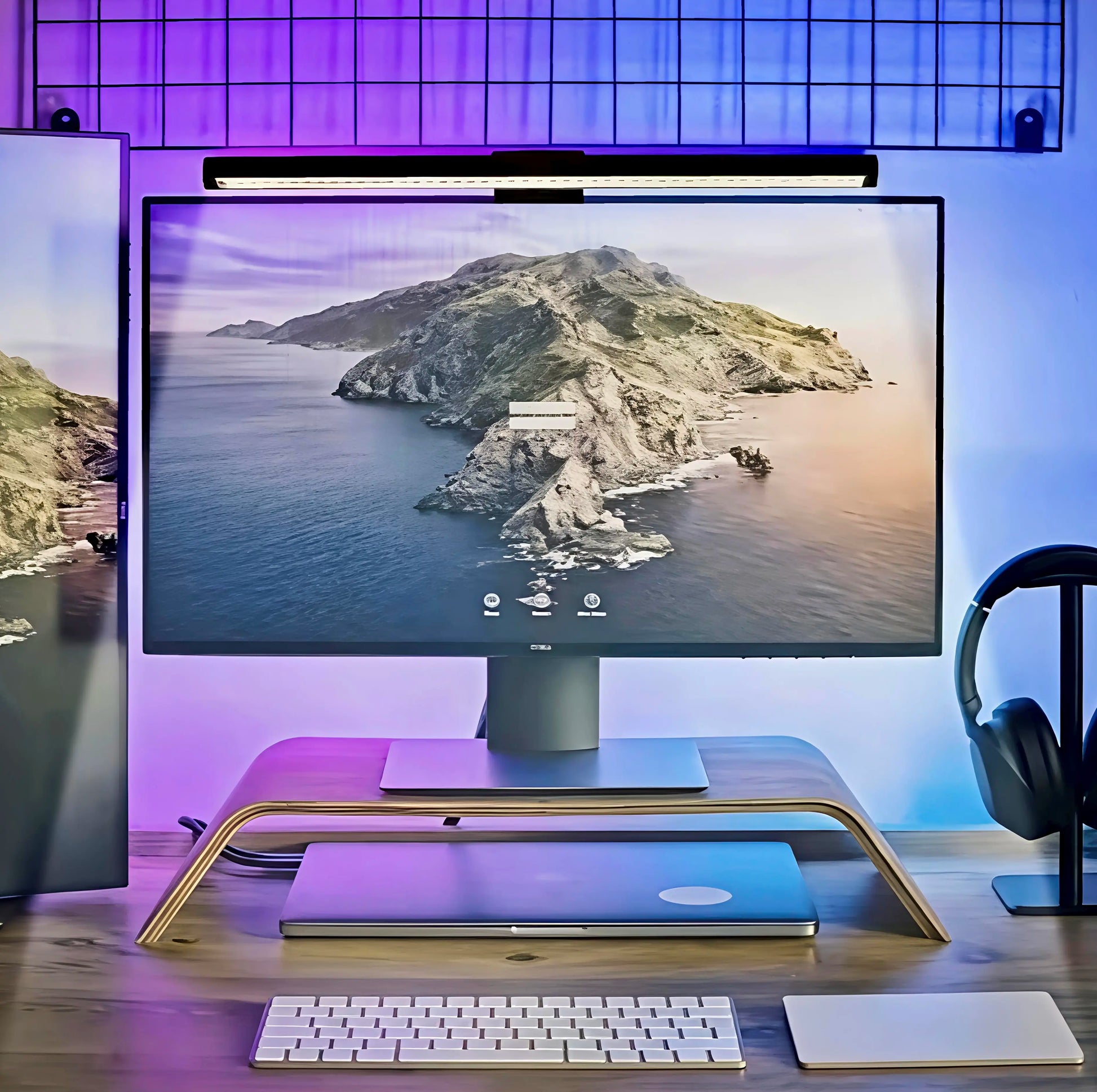 LED Backlit Dual-Sided Monitor Light with RGBW Night Illumination and Ergonomic Touch Control, USB Powered for Eye Protection in Home Office and Gaming Environments