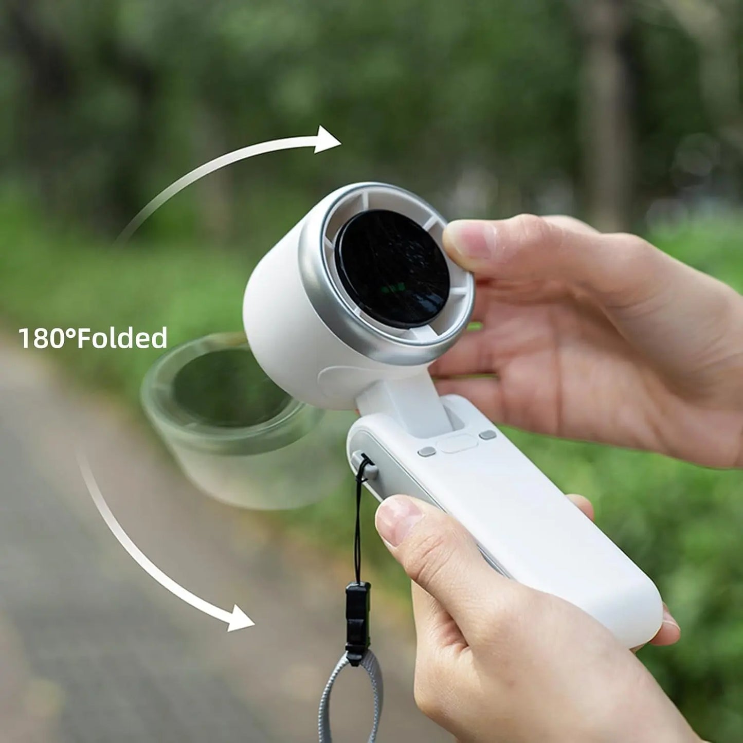 Turbo Mini Portable Fan - 3600mAh Rechargeable Battery Operated with LED Display, 180° Foldable 3-in-1 Design, 5 Speed Settings for Travel, Outdoor, and Home Use (Black)
