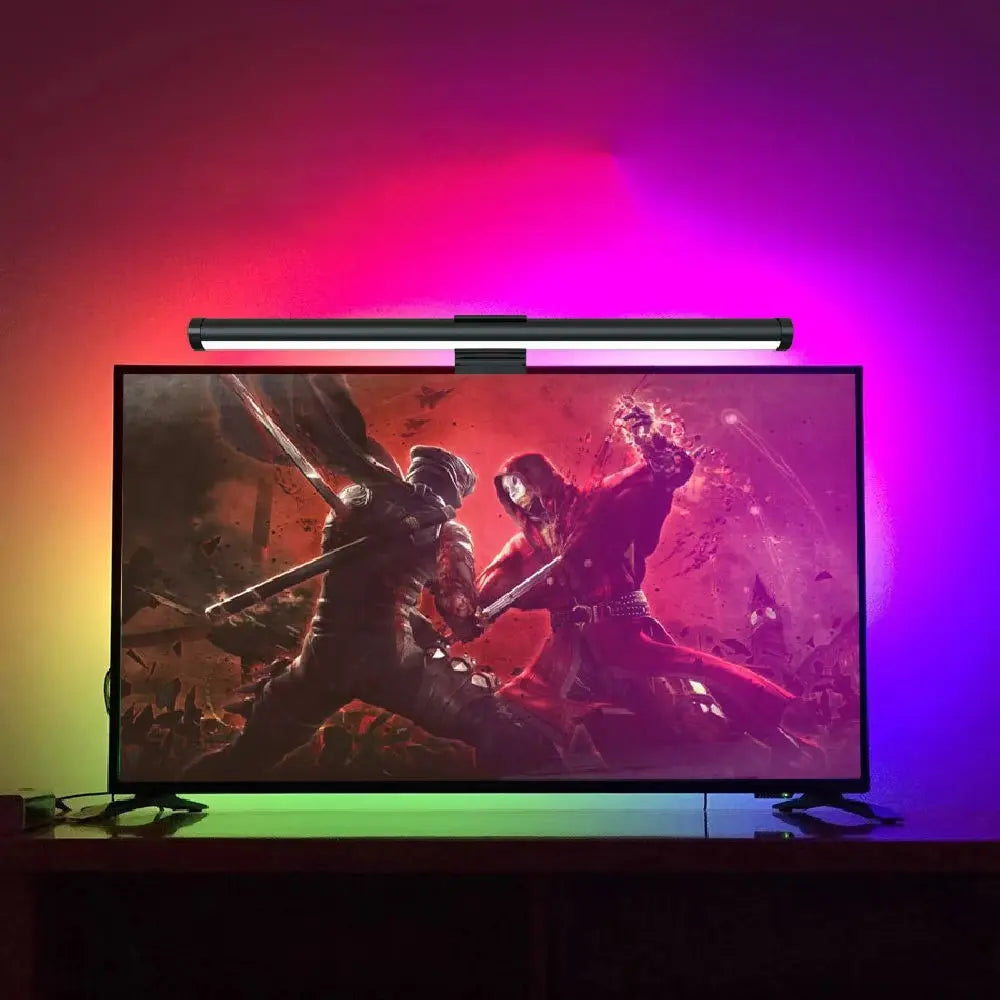 LED Backlit Dual-Sided Monitor Light with RGBW Night Illumination and Ergonomic Touch Control, USB Powered for Eye Protection in Home Office and Gaming Environments