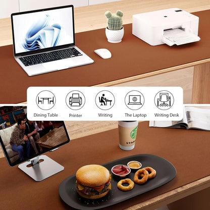 Aothia Large Leather Desk Pad Protector - Non-Slip PU Leather Office Mat, Waterproof Laptop Writing Pad for Home and Office (Brown, 38" x 13.7")