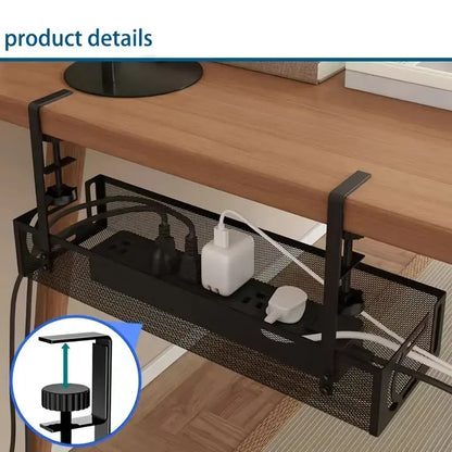 Under Desk Cable Management Tray - Single Unit for Organizing Power Strips, Routers, and Data Cables