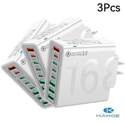 2Pcs/3Pcs 4 USB-C & 4 USB-A Fast Charging USB Hub Portablesmart 8Port Charger for Multiple Devices Smartcharger for Phones, Tablets & More