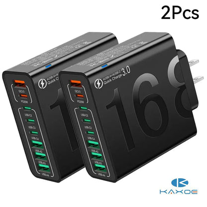 2Pcs/3Pcs 4 USB-C & 4 USB-A Fast Charging USB Hub Portablesmart 8Port Charger for Multiple Devices Smartcharger for Phones, Tablets & More