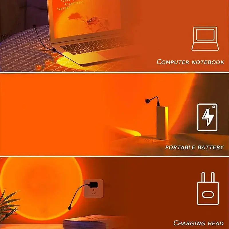 USB Sunset Lamp - PVC Ambient Lighting for Festive Home Decor and Party Atmosphere