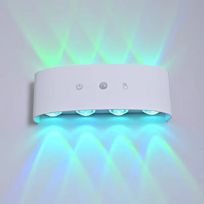 8-Head RGB Wireless Rechargeable Sensor Wall Light - No-Hole Charging Aisle, Bedroom, and Door Number Illumination