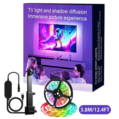 12.4FT LED Light Strip, USB Powered LED Light Strip, Smart LED TV Backlight, LED Ambient Light for Home Living Room Bedroom, Tv Led Lights