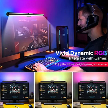 LED Backlit Dual-Sided Monitor Light with RGBW Night Illumination and Ergonomic Touch Control, USB Powered for Eye Protection in Home Office and Gaming Environments