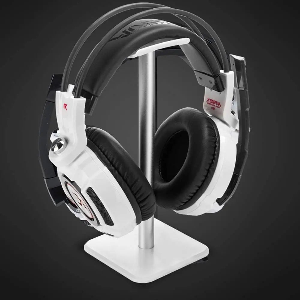 Elevate Your Audio Experience with the Universal Aluminum Headphone Stand and Gaming Headset Holder - Stylish White Design with Flexible Headrest