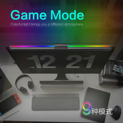 LED Backlit Dual-Sided Monitor Light with RGBW Night Illumination and Ergonomic Touch Control, USB Powered for Eye Protection in Home Office and Gaming Environments