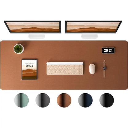 Aothia Large Leather Desk Pad Protector - Non-Slip PU Leather Office Mat, Waterproof Laptop Writing Pad for Home and Office (Brown, 38" x 13.7")