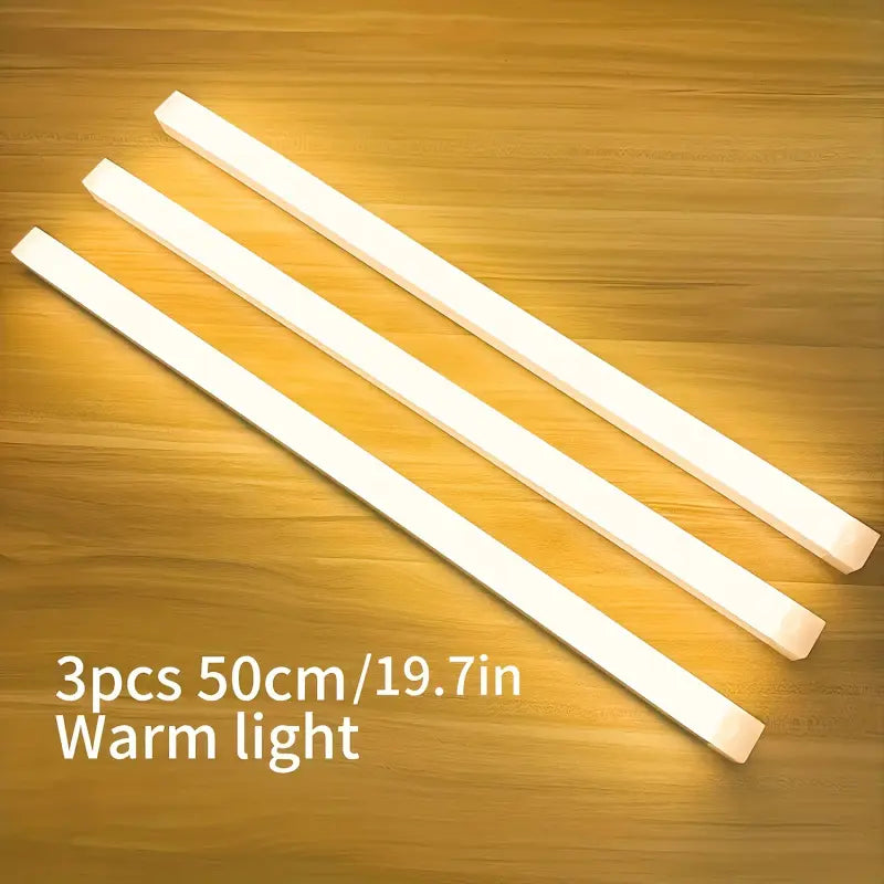 USB-Rechargeable Wireless LED Motion Sensor Cabinet Lights - Set of 3, Magnetic Self-Adhesive Wardrobe Lighting Solutions