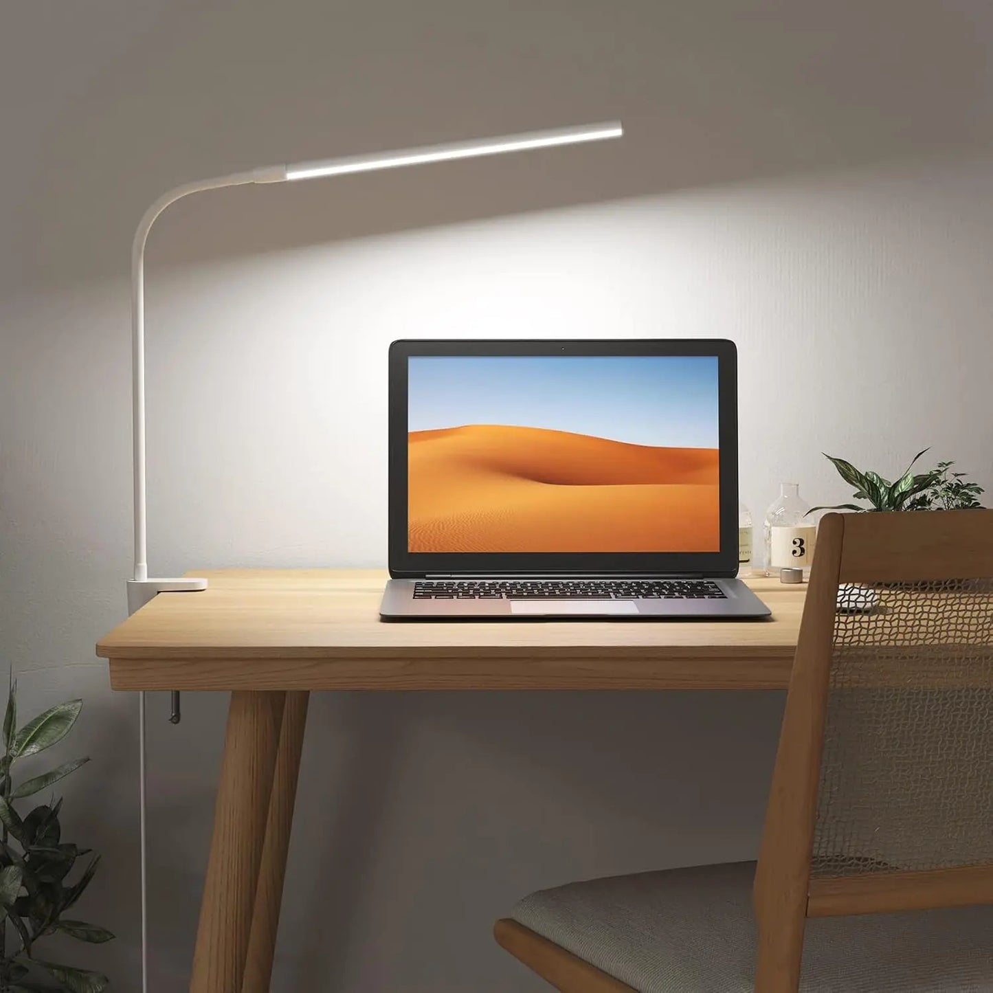 LEPRO Clip-On LED Desk Lamp with Adjustable Gooseneck, 3 Color Modes, 10 Brightness Levels, Dimmable USB Clamp Light for Bedroom and Home Office Use