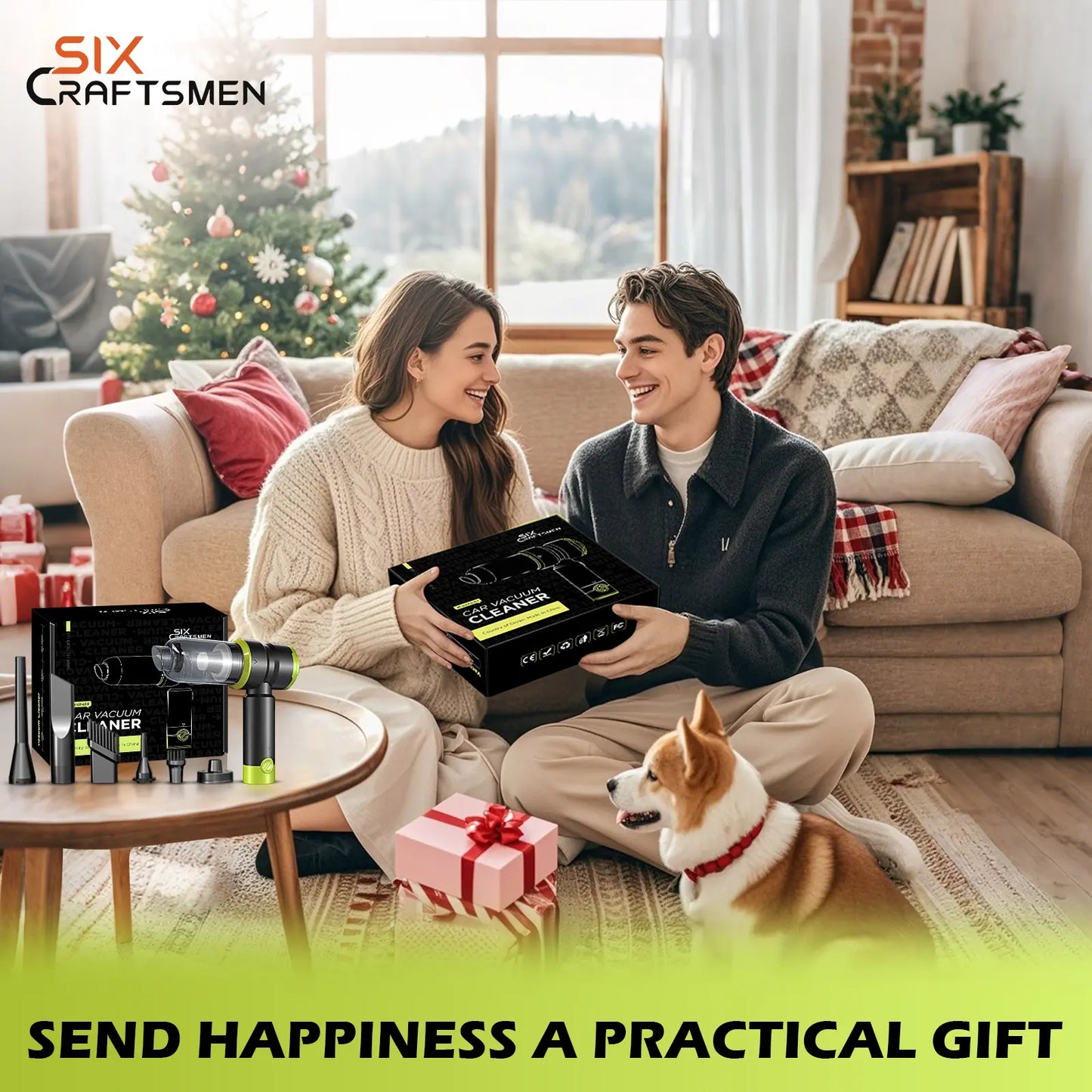 Professional Cordless Handheld Car Vacuum Cleaner with 15000PA Suction Power, 4-in-1 Design, Rechargeable 2000mAh Battery, Portable Mini Vacuum for Home, Office, and Pet Hair (Green)