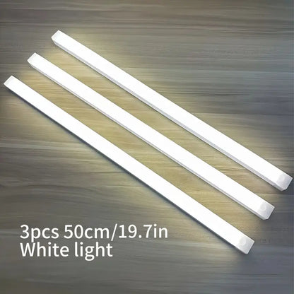 USB-Rechargeable Wireless LED Motion Sensor Cabinet Lights - Set of 3, Magnetic Self-Adhesive Wardrobe Lighting Solutions