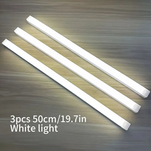 USB-Rechargeable Wireless LED Motion Sensor Cabinet Lights - Set of 3, Magnetic Self-Adhesive Wardrobe Lighting Solutions
