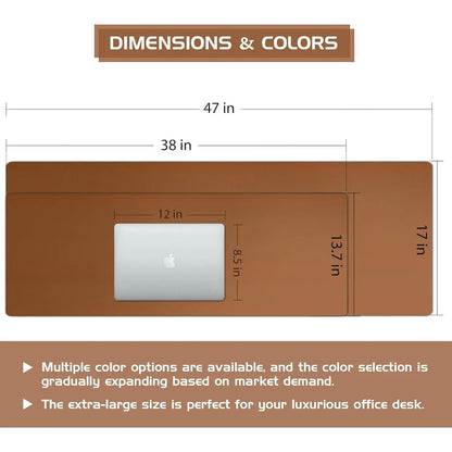 Aothia Large Leather Desk Pad Protector - Non-Slip PU Leather Office Mat, Waterproof Laptop Writing Pad for Home and Office (Brown, 38" x 13.7")