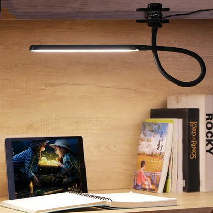 Professional LED Desk Lamp with Clamp, 3-Level Dimmable Brightness, Flexible Gooseneck Design, Eye-Care Lighting for Painting, Workbench, Reading, and Sewing