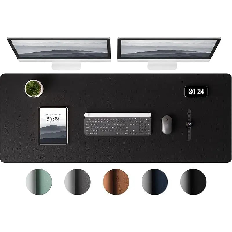Aothia Large Leather Desk Pad Protector - Non-Slip PU Leather Office Mat, Waterproof Laptop Writing Pad for Home and Office (Brown, 38" x 13.7")