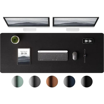 Aothia Large Leather Desk Pad Protector - Non-Slip PU Leather Office Mat, Waterproof Laptop Writing Pad for Home and Office (Brown, 38" x 13.7")