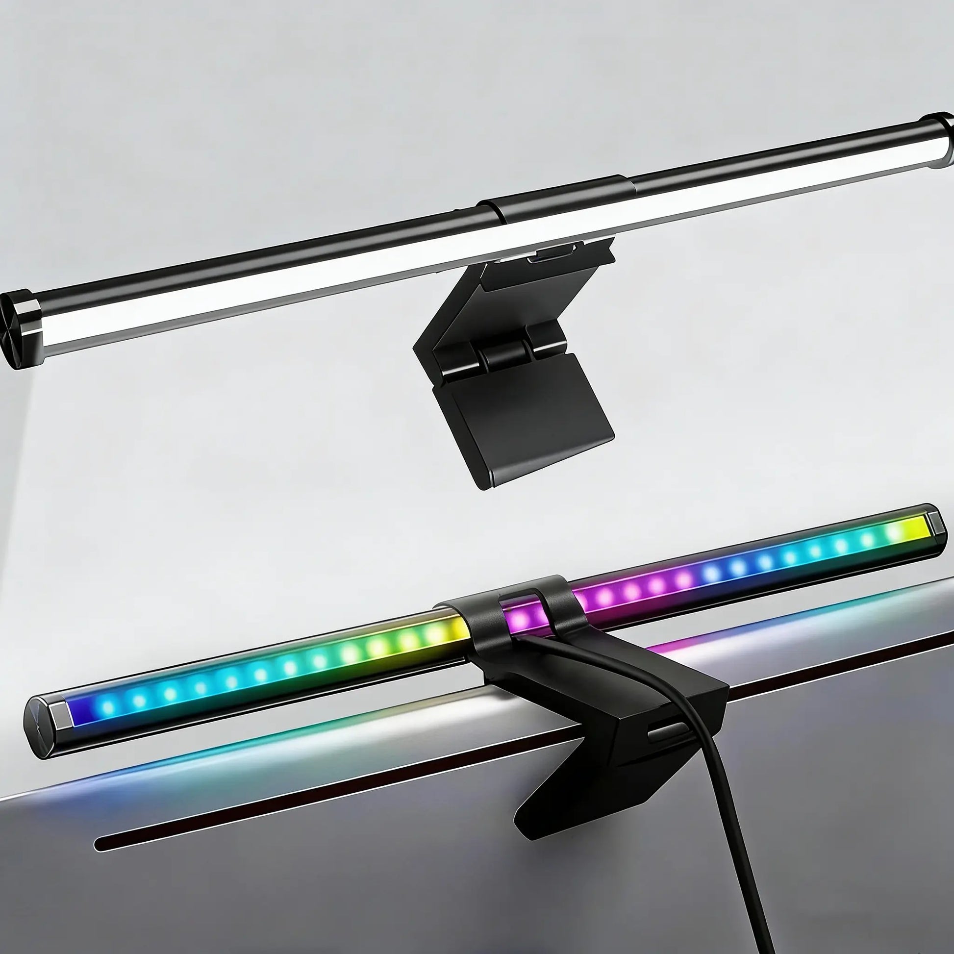 LED Backlit Dual-Sided Monitor Light with RGBW Night Illumination and Ergonomic Touch Control, USB Powered for Eye Protection in Home Office and Gaming Environments