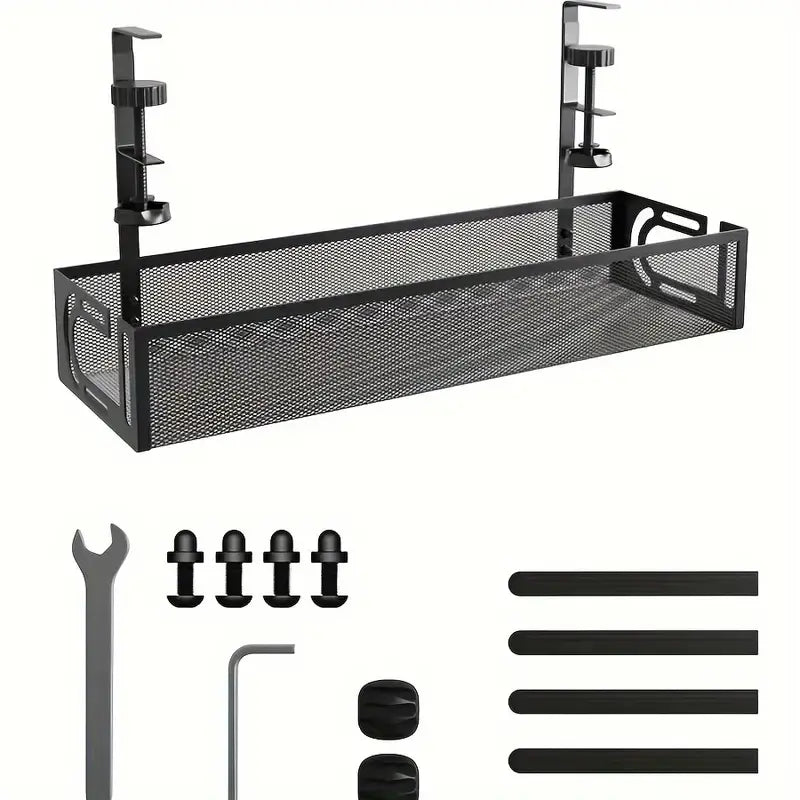 Under Desk Cable Management Tray - Single Unit for Organizing Power Strips, Routers, and Data Cables