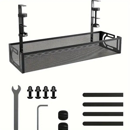 Under Desk Cable Management Tray - Single Unit for Organizing Power Strips, Routers, and Data Cables