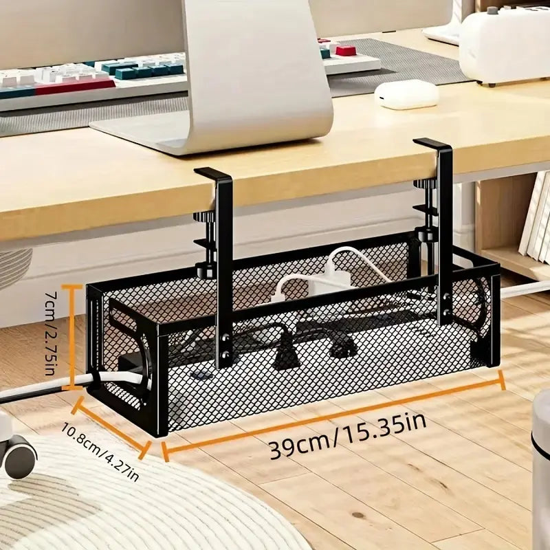 Under Desk Cable Management Tray - Single Unit for Organizing Power Strips, Routers, and Data Cables