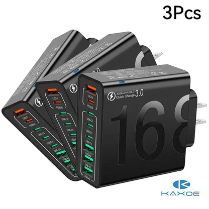 2Pcs/3Pcs 4 USB-C & 4 USB-A Fast Charging USB Hub Portablesmart 8Port Charger for Multiple Devices Smartcharger for Phones, Tablets & More