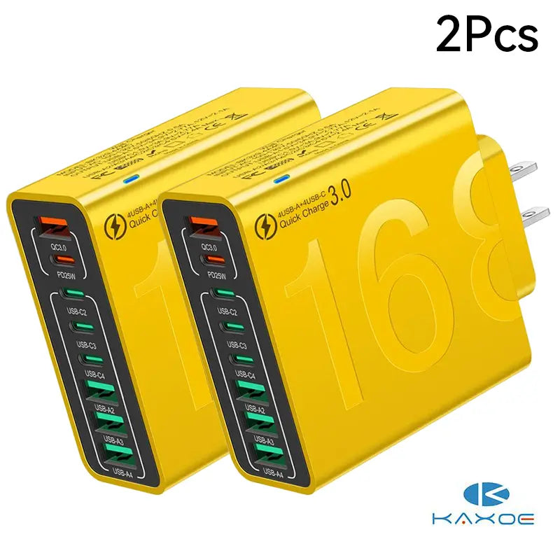 2Pcs/3Pcs 4 USB-C & 4 USB-A Fast Charging USB Hub Portablesmart 8Port Charger for Multiple Devices Smartcharger for Phones, Tablets & More