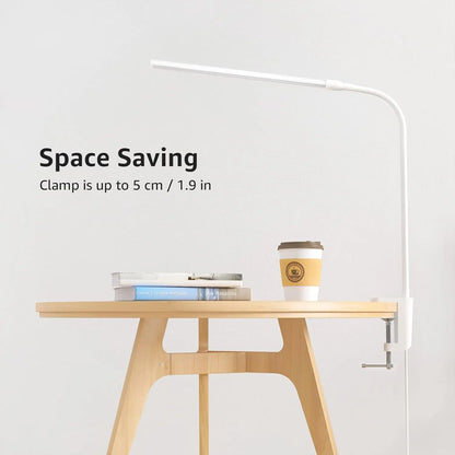 LEPRO Clip-On LED Desk Lamp with Adjustable Gooseneck, 3 Color Modes, 10 Brightness Levels, Dimmable USB Clamp Light for Bedroom and Home Office Use