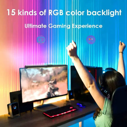 LED Backlit Dual-Sided Monitor Light with RGBW Night Illumination and Ergonomic Touch Control, USB Powered for Eye Protection in Home Office and Gaming Environments