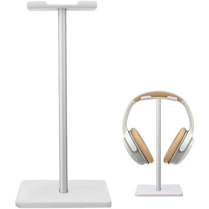 Elevate Your Audio Experience with the Universal Aluminum Headphone Stand and Gaming Headset Holder - Stylish White Design with Flexible Headrest