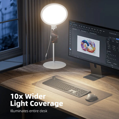 Weilisi 10.5'' Desktop Ring Light with Stand and Phone Holder - Adjustable Lighting Solution for Video Recording, Webinars, Live Streaming, and Home Office Use