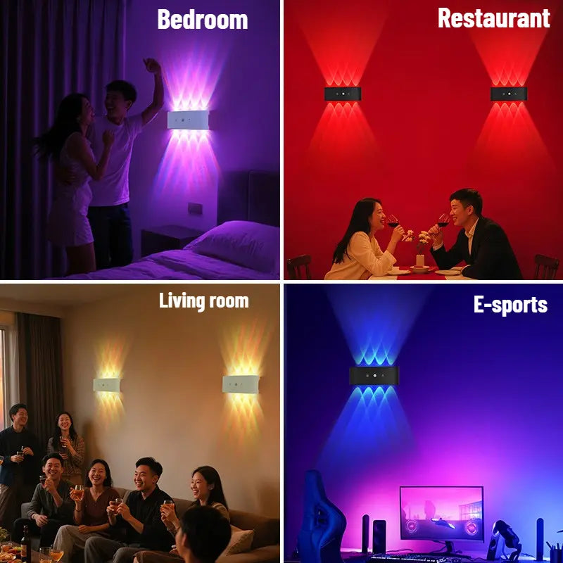 8-Head RGB Wireless Rechargeable Sensor Wall Light - No-Hole Charging Aisle, Bedroom, and Door Number Illumination
