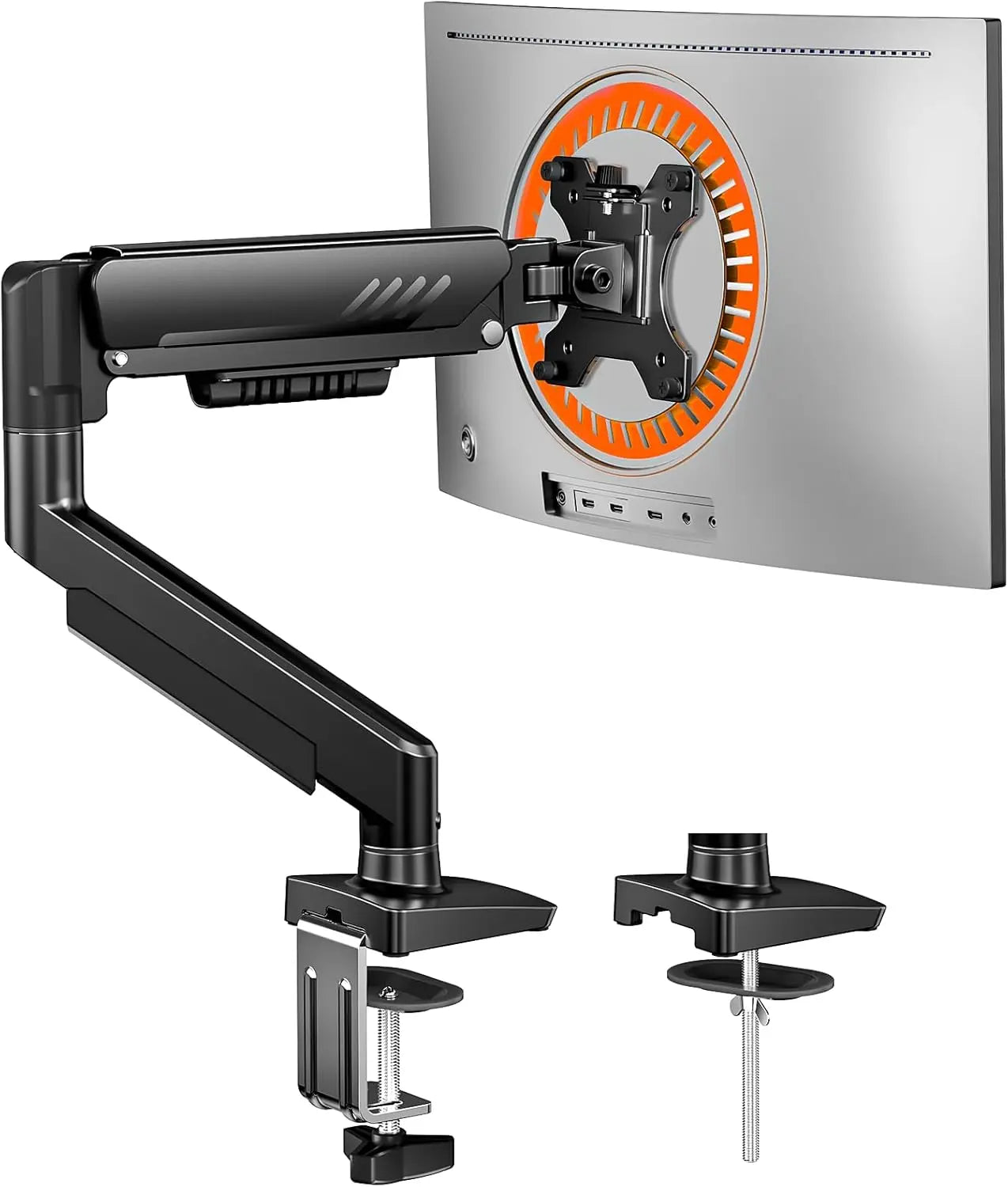 HUANUO Fully Adjustable Single Monitor Arm for 13–34 Inch Screens, Tool-Free VESA Mount, Integrated Cable Management, Supports Up to 19.8 lbs, Max VESA 100x100mm