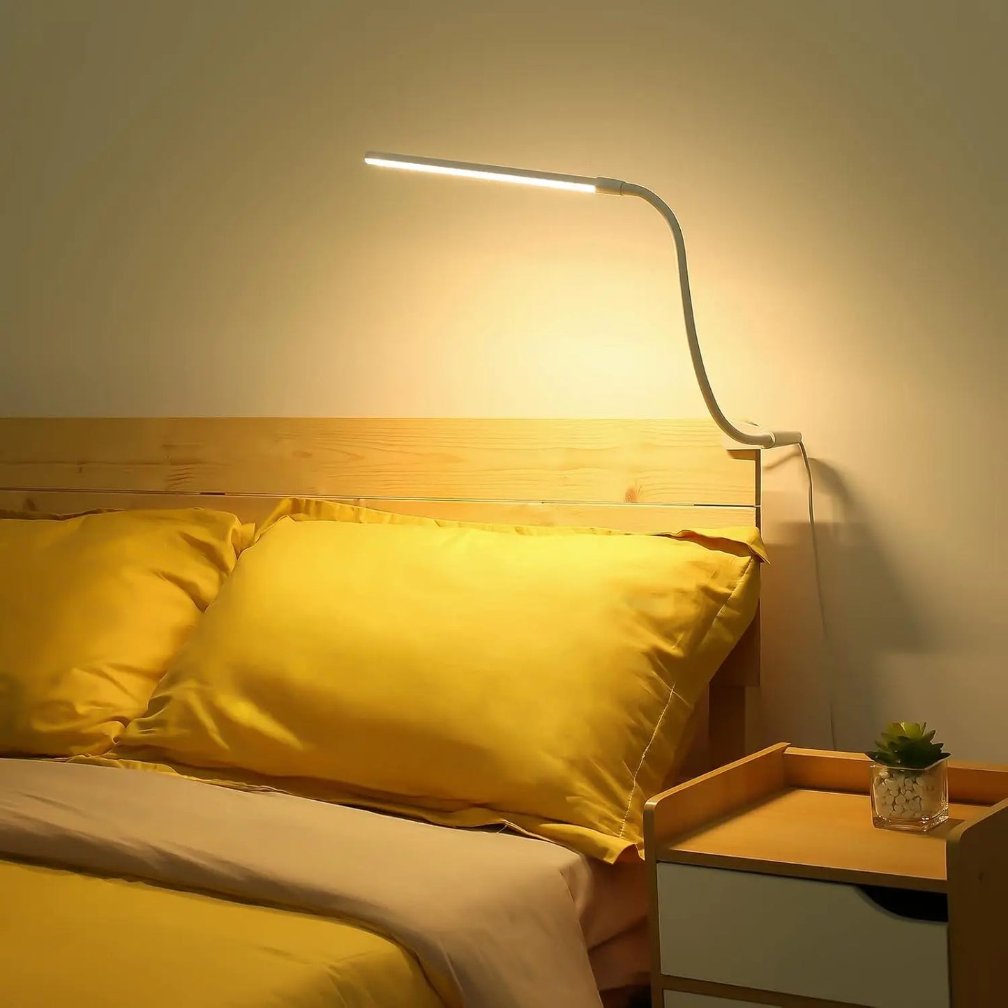 LEPRO Clip-On LED Desk Lamp with Adjustable Gooseneck, 3 Color Modes, 10 Brightness Levels, Dimmable USB Clamp Light for Bedroom and Home Office Use